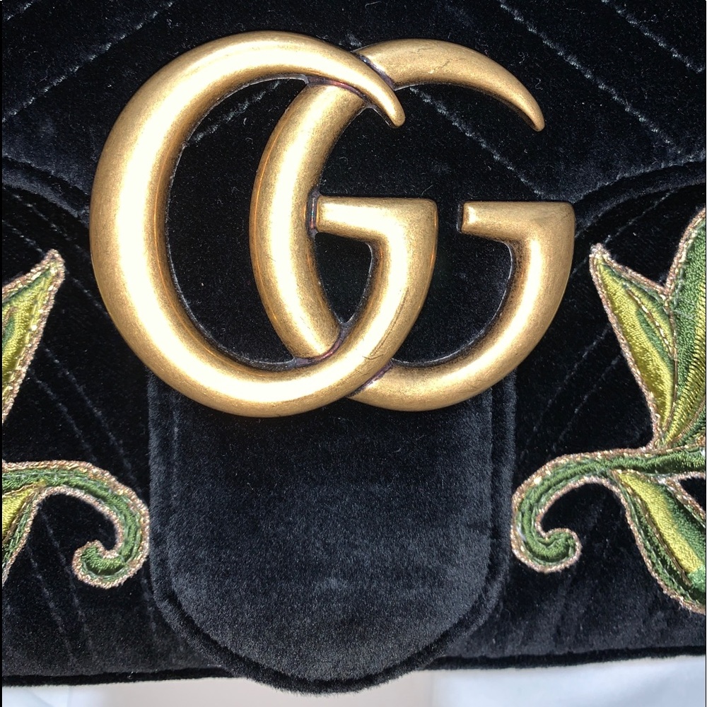 Sold Gucci Marmont Med “Loved” Black  Velvet - Picture 9 of 16